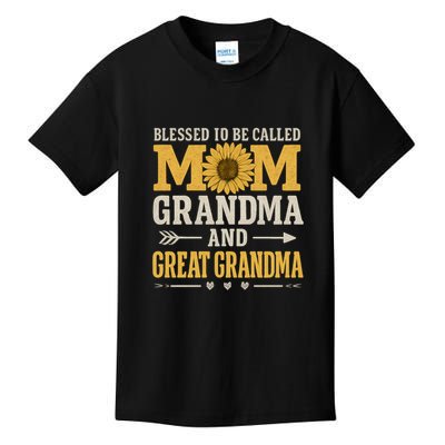Blessed to Be Called Mom, Grandma, and Great Grandma Kids T-Shirt