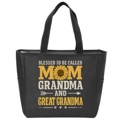 Blessed to Be Called Mom, Grandma, and Great Grandma Zip Tote Bag