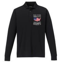 Back To Back Undefeated World War Champs American Performance Long Sleeve Polo