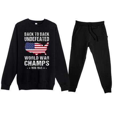 Back To Back Undefeated World War Champs American Premium Crewneck Sweatsuit Set