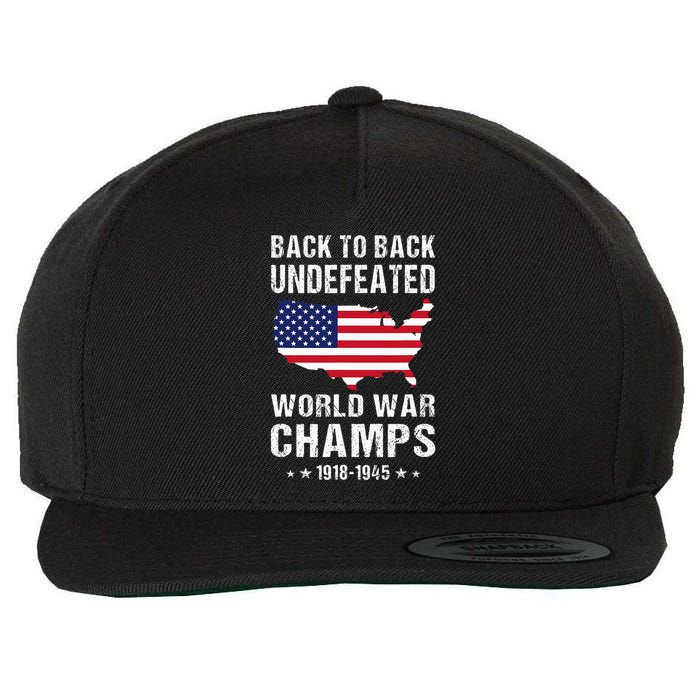 Back To Back Undefeated World War Champs American Wool Snapback Cap