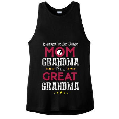 Blessed To Be Called Mom Grandma And Great Grandma Ladies PosiCharge Tri-Blend Wicking Tank