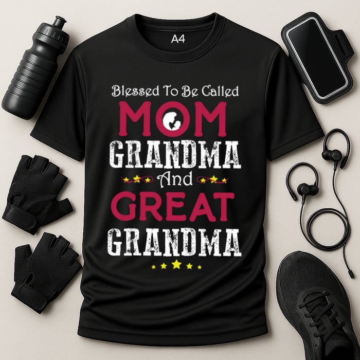 Blessed To Be Called Mom Grandma And Great Grandma Cooling Performance Crew T-Shirt