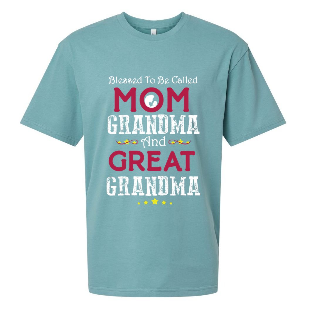 Blessed To Be Called Mom Grandma And Great Grandma Sueded Cloud Jersey T-Shirt