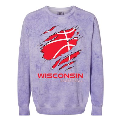 Basketball The Badger State Home Wisconsin Hoops Colorblast Crewneck Sweatshirt