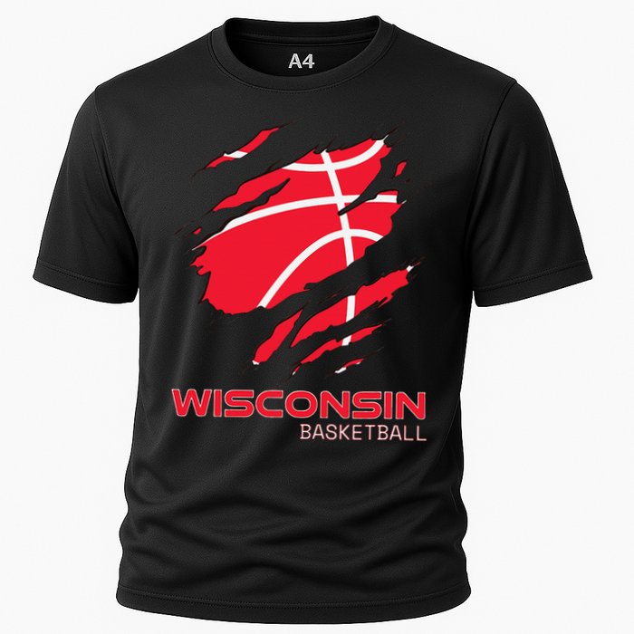 Basketball The Badger State Home Wisconsin Hoops Cooling Performance Crew T-Shirt