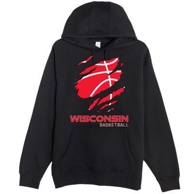 Basketball The Badger State Home Wisconsin Hoops Premium Pullover Hoodie
