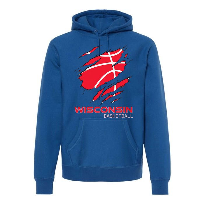 Basketball The Badger State Home Wisconsin Hoops Premium Hoodie