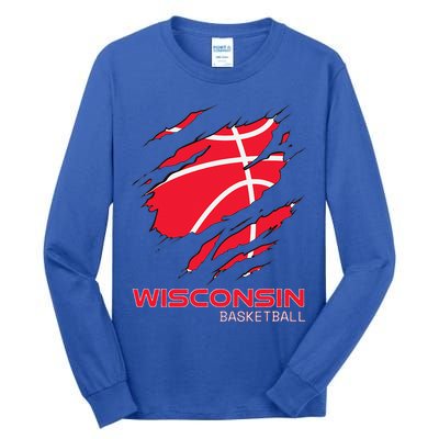 Basketball The Badger State Home Wisconsin Hoops Tall Long Sleeve T-Shirt