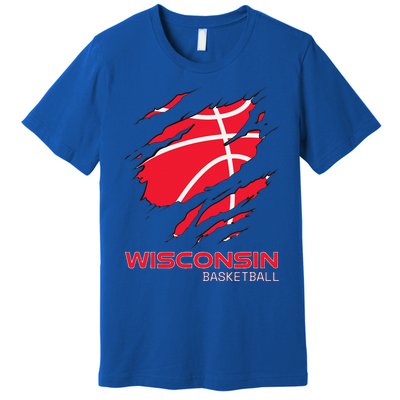 Basketball The Badger State Home Wisconsin Hoops Premium T-Shirt