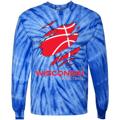 Basketball The Badger State Home Wisconsin Hoops Tie-Dye Long Sleeve Shirt