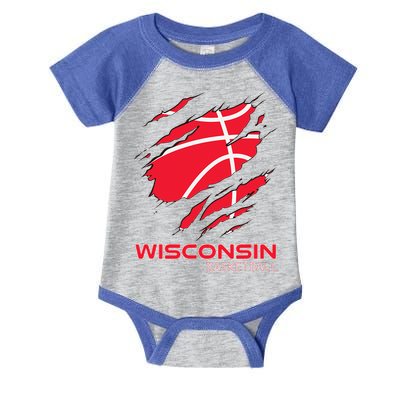 Basketball The Badger State Home Wisconsin Hoops Infant Baby Jersey Bodysuit