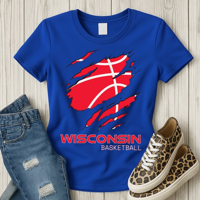 Basketball The Badger State Home Wisconsin Hoops Womens T-Shirt