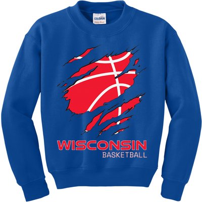 Basketball The Badger State Home Wisconsin Hoops Kids Sweatshirt
