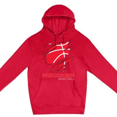 Basketball The Badger State Home Wisconsin Hoops Premium Pullover Hoodie