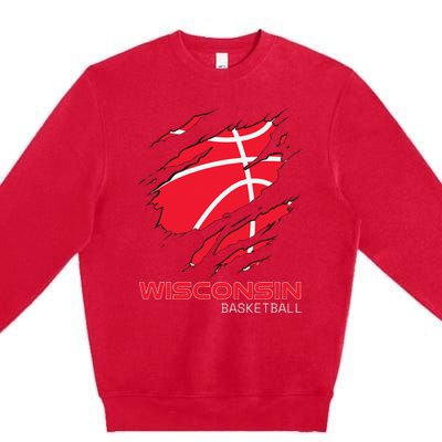 Basketball The Badger State Home Wisconsin Hoops Premium Crewneck Sweatshirt