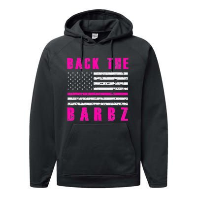 Back The Barbz Flag Love Barbs breast cancer  Performance Fleece Hoodie