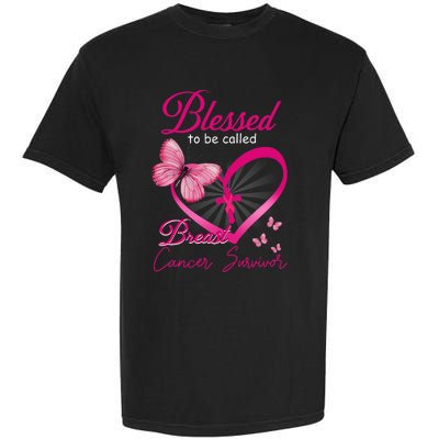 Blessed To Be Called Breast Cancer Survivor Pink Butterfly Garment-Dyed Heavyweight T-Shirt