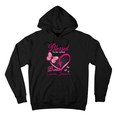 Blessed To Be Called Breast Cancer Survivor Pink Butterfly Hoodie