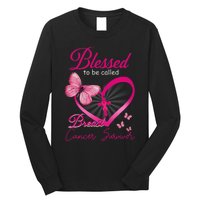 Blessed To Be Called Breast Cancer Survivor Pink Butterfly Long Sleeve Shirt