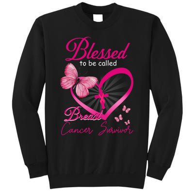 Blessed To Be Called Breast Cancer Survivor Pink Butterfly Sweatshirt