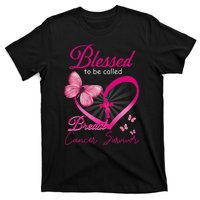 Blessed To Be Called Breast Cancer Survivor Pink Butterfly T-Shirt