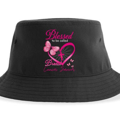 Blessed To Be Called Breast Cancer Survivor Pink Butterfly Sustainable Bucket Hat