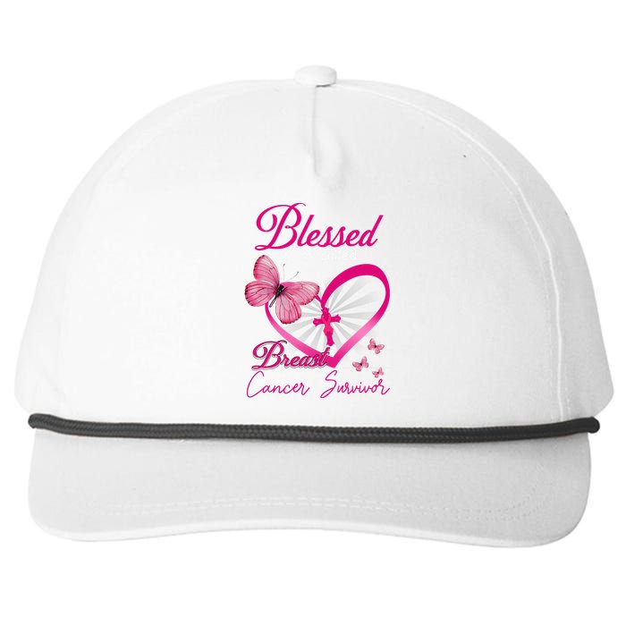 Blessed To Be Called Breast Cancer Survivor Pink Butterfly Snapback Five-Panel Rope Hat