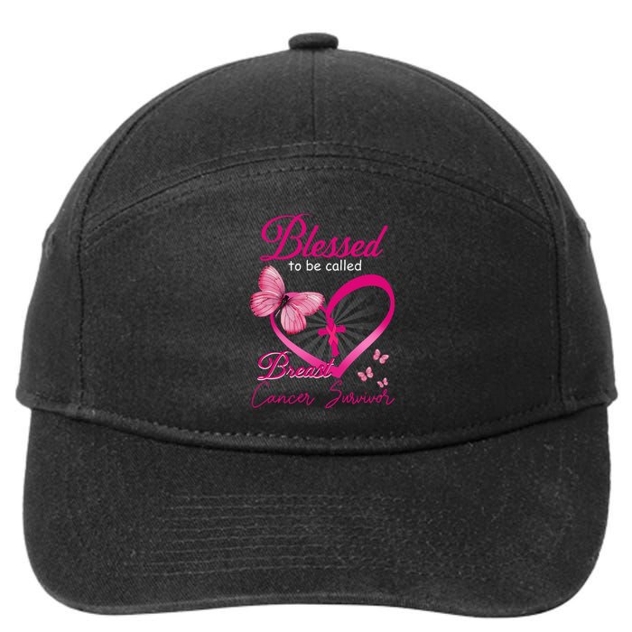 Blessed To Be Called Breast Cancer Survivor Pink Butterfly 7-Panel Snapback Hat