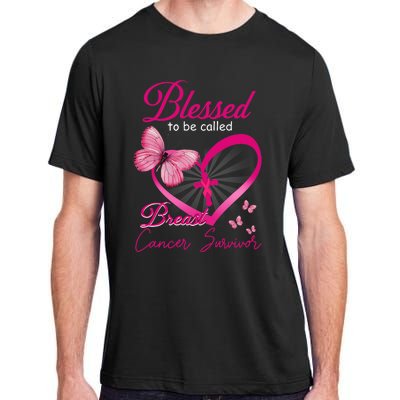 Blessed To Be Called Breast Cancer Survivor Pink Butterfly Adult ChromaSoft Performance T-Shirt