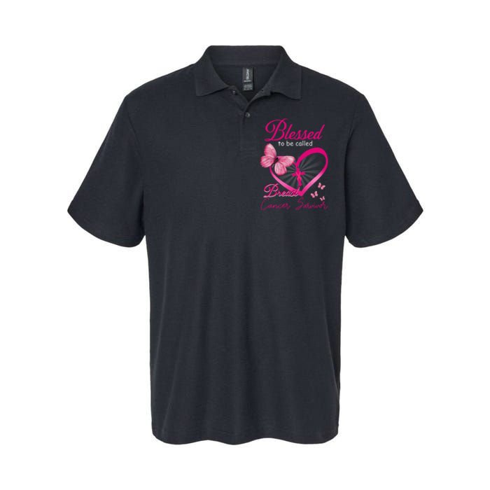 Blessed To Be Called Breast Cancer Survivor Pink Butterfly Softstyle Adult Sport Polo