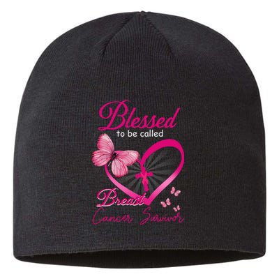 Blessed To Be Called Breast Cancer Survivor Pink Butterfly Sustainable Beanie