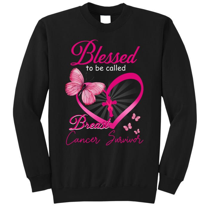 Blessed To Be Called Breast Cancer Survivor Pink Butterfly Tall Sweatshirt