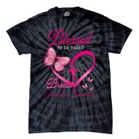 Blessed To Be Called Breast Cancer Survivor Pink Butterfly Tie-Dye T-Shirt