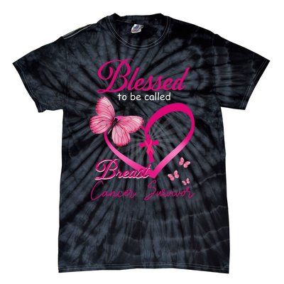 Blessed To Be Called Breast Cancer Survivor Pink Butterfly Tie-Dye T-Shirt