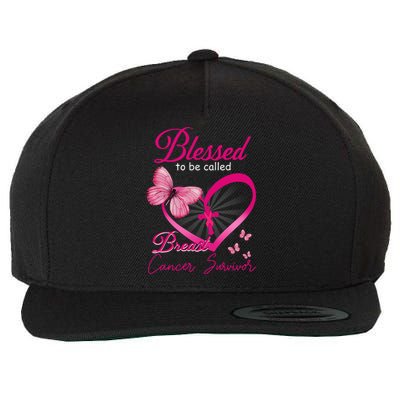 Blessed To Be Called Breast Cancer Survivor Pink Butterfly Wool Snapback Cap