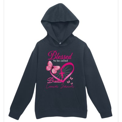 Blessed To Be Called Breast Cancer Survivor Pink Butterfly Urban Pullover Hoodie