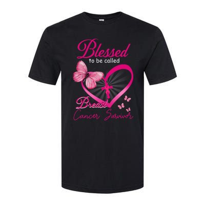 Blessed To Be Called Breast Cancer Survivor Pink Butterfly Softstyle CVC T-Shirt