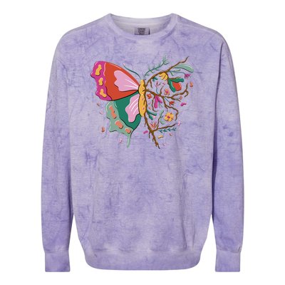 Butterfly Tree Branch Colorblast Crewneck Sweatshirt