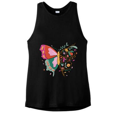 Butterfly Tree Branch Ladies PosiCharge Tri-Blend Wicking Tank