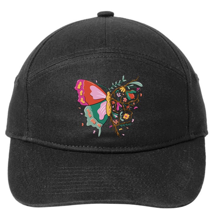 Butterfly Tree Branch 7-Panel Snapback Hat
