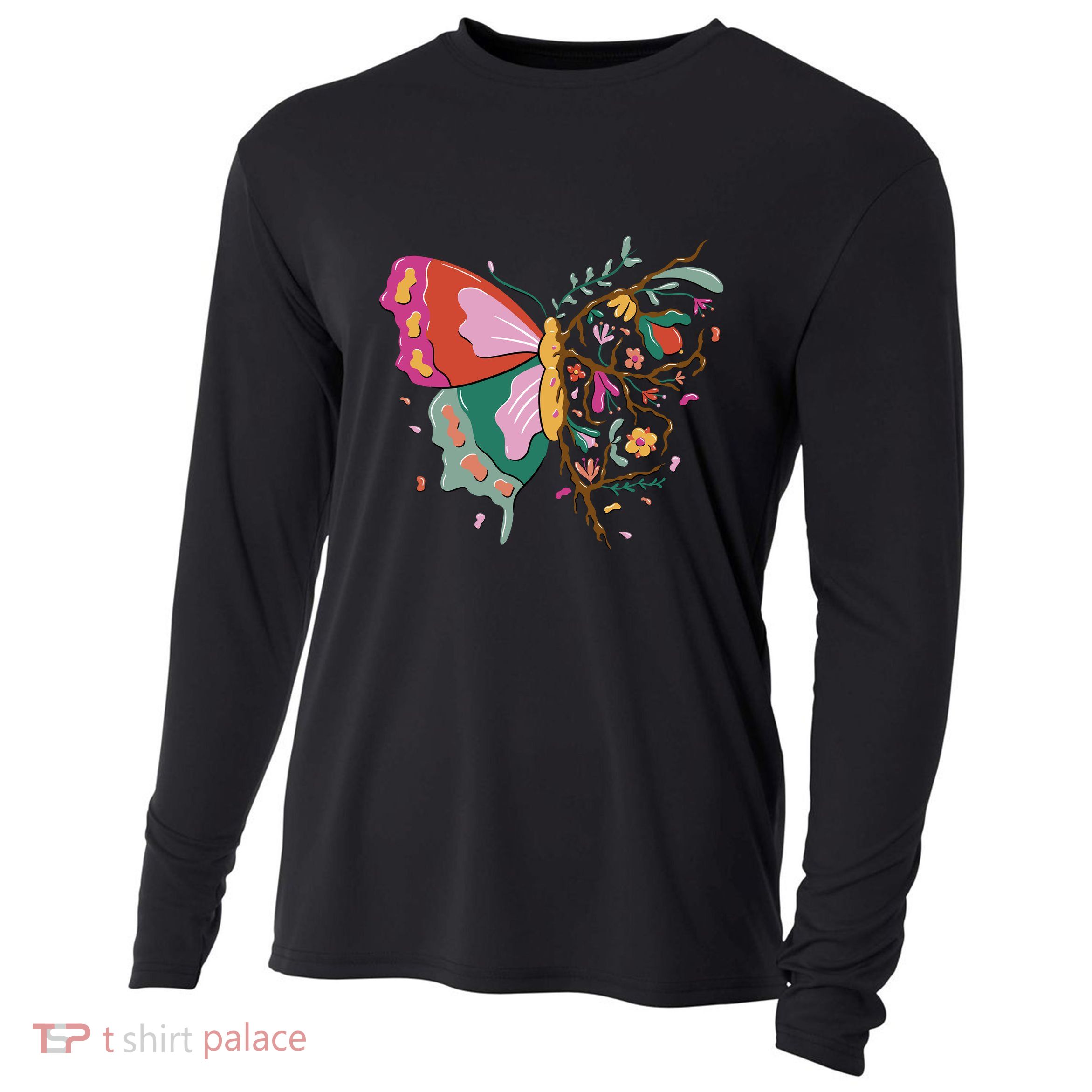 Butterfly Tree Branch Cooling Performance Long Sleeve Crew
