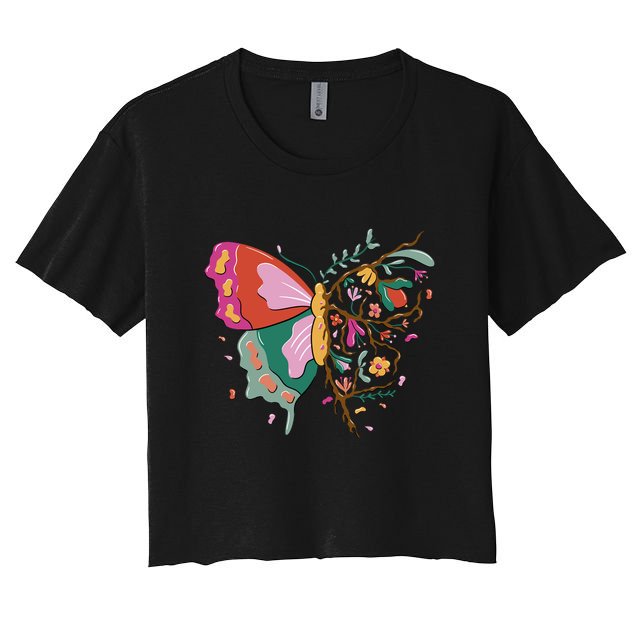 Butterfly Tree Branch Crop Top