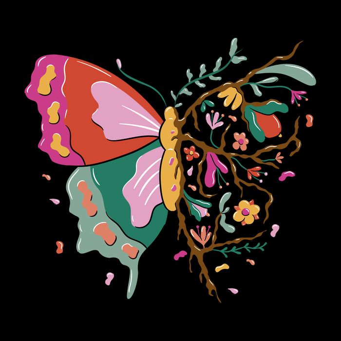 Butterfly Tree Branch Crop Top