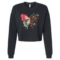 Butterfly Tree Branch Cropped Pullover Crew