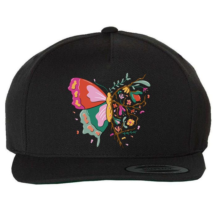 Butterfly Tree Branch Wool Snapback Cap