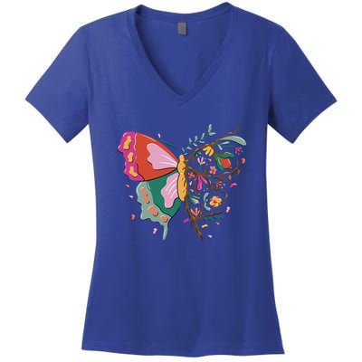 Butterfly Tree Branch Women's V-Neck T-Shirt