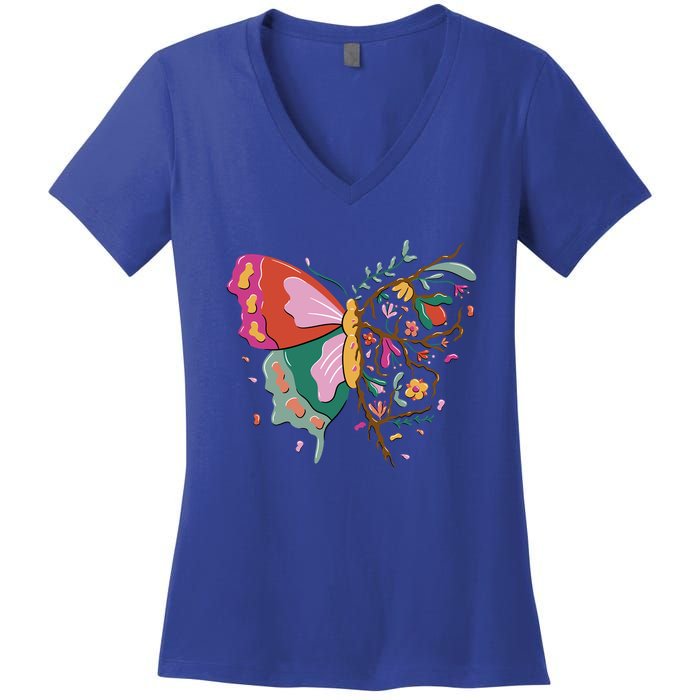 Butterfly Tree Branch Women's V-Neck T-Shirt