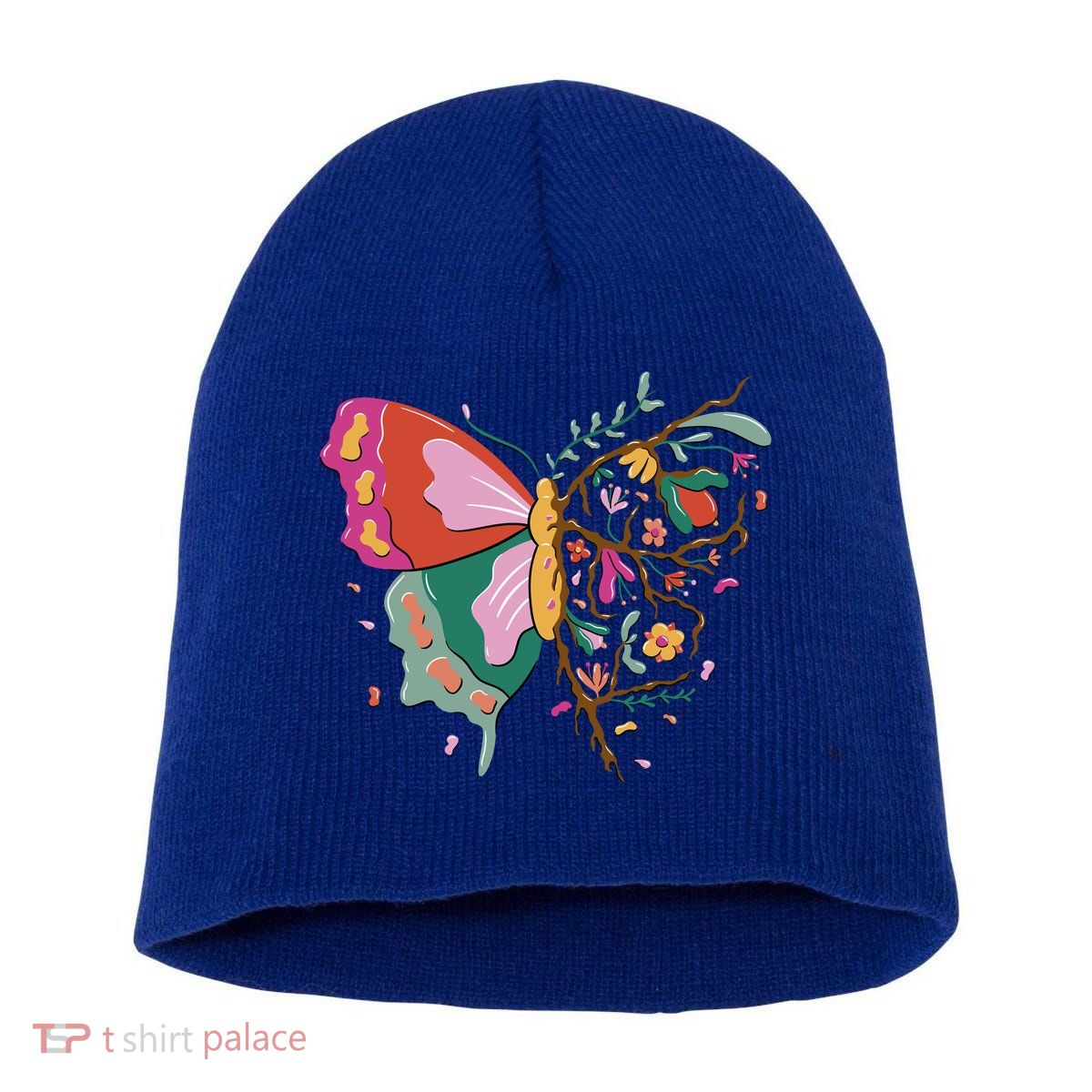 Butterfly Tree Branch Short Acrylic Beanie