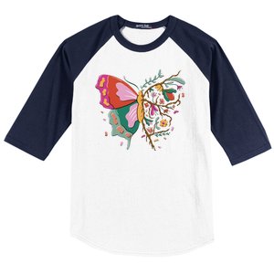 Butterfly Tree Branch Baseball Sleeve Shirt